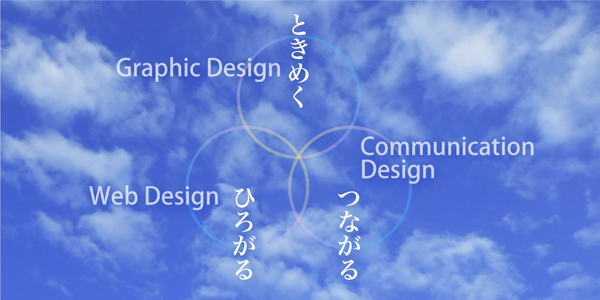 つながる-コミュニケーションデザイン。ひろがる-Webデザイン。ときめく-グラフィックデザイン。